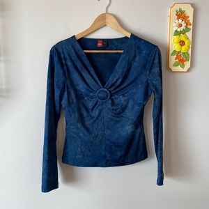 Vintage 90s Light Tie Dye Long Sleeve Dark Blue Top